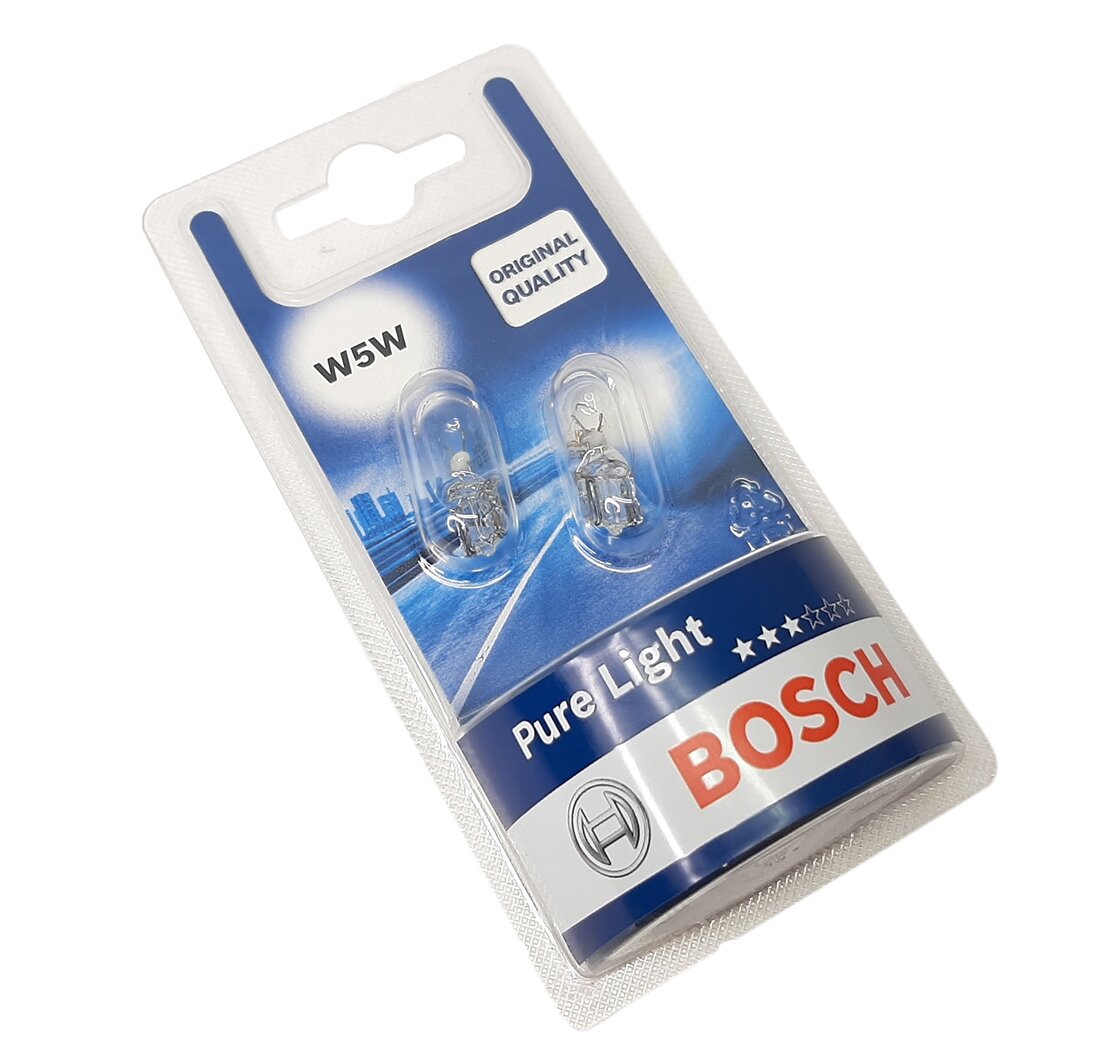 Лампа автомобильная накаливания Bosch Pure Light 1987301026 W5W 12V 5W W2.1×9.5d 2 шт.