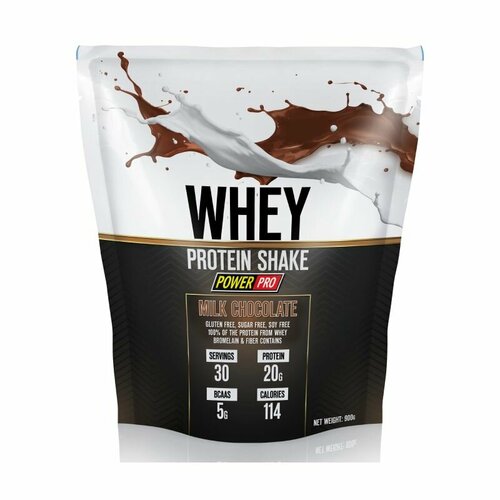 Протеин Whey Protein Shake Power Pro, 900 г, вкус: молочный шоколад протеиновый сывороточный коктейль культлаб whey 900 г шоколад