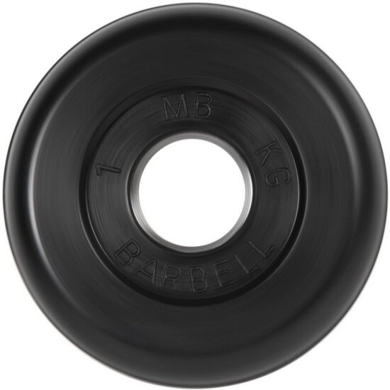 Диск обрезиненный MB Barbell d 26 мм чёрный 1,0 кг