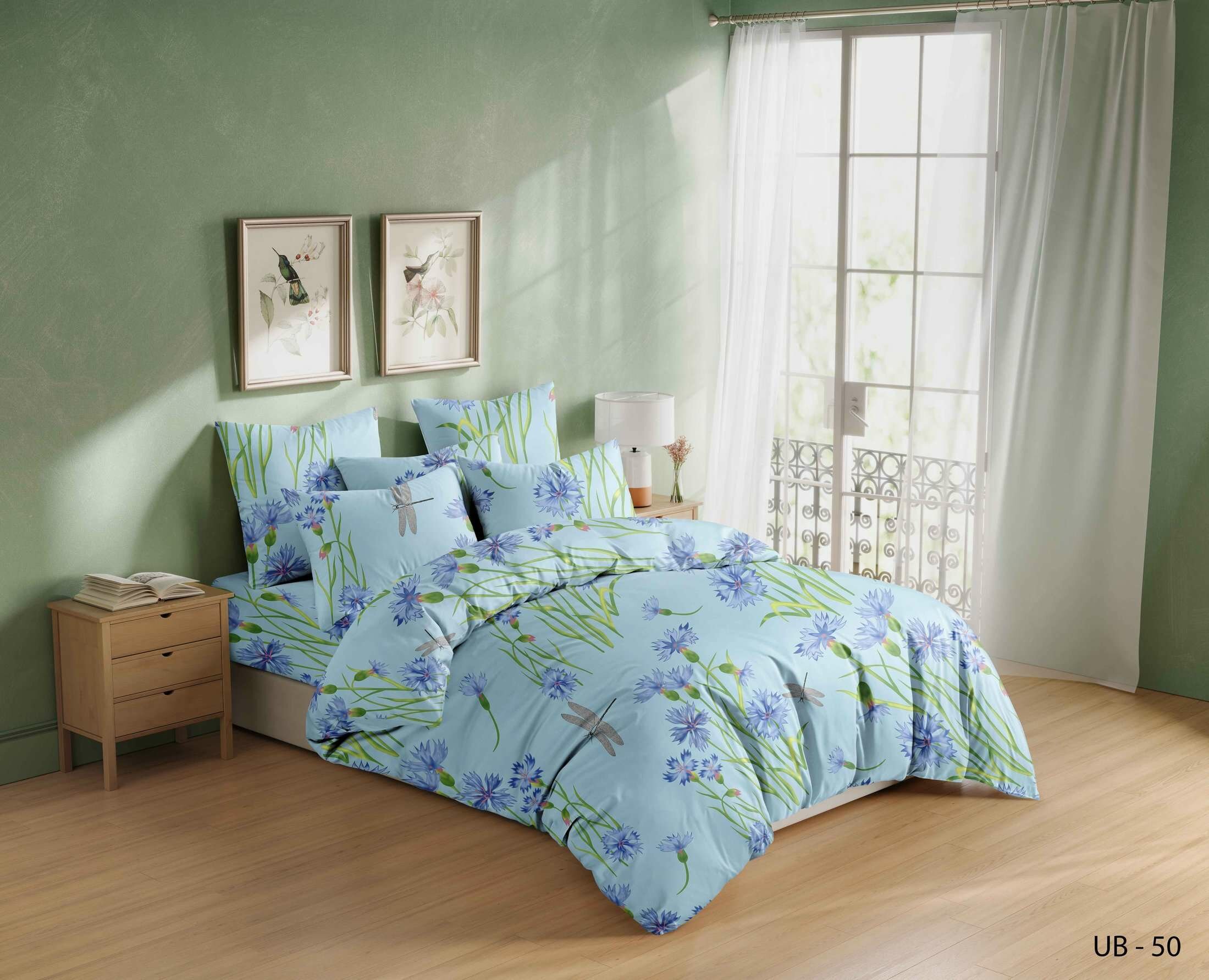 фото Комплект постельного белья Бязь Элис Текстиль: рис. 250 - васильки 1,5-спальный, хлопок 100%