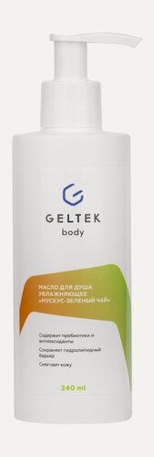 Изображение товара Гельтек Масло для душа увлажняющее «Мускус-зеленый чай» флакон, 240 мл