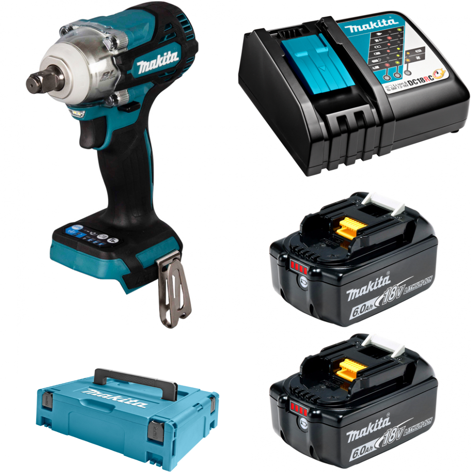 Гайковерт Makita DTW300RGJ аккумуляторный 18В 330Нм - 1/2" (18V, 2 x 6.0Ah, Li-Ion)