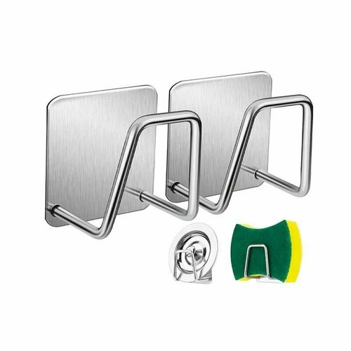 Крючок самоклеющийся 2 шт крючки настенные для кухни одежды полотенец ключей Крючок металлический на липучке серый 345₽