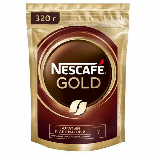 Кофе растворимый Nescafe «Gold», сублимированный, с молотым, тонкий помол, мягкая упаковка, 320г