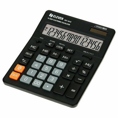 калькулятор настольный eleven sdc 554s 14 разрядов двойное питание 155×205×36мм черный Калькулятор настольный Eleven SDC-664S, 16 разрядов, двойное питание, 155×205×36мм, черный
