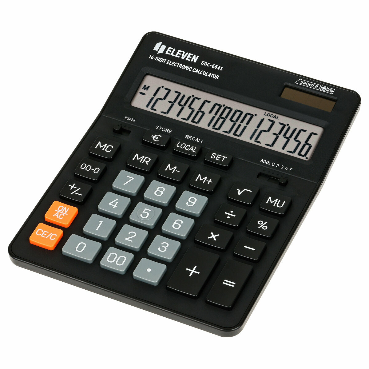 Калькулятор настольный Eleven SDC-664S 16 разрядов двойное питание 155×205×36мм черный