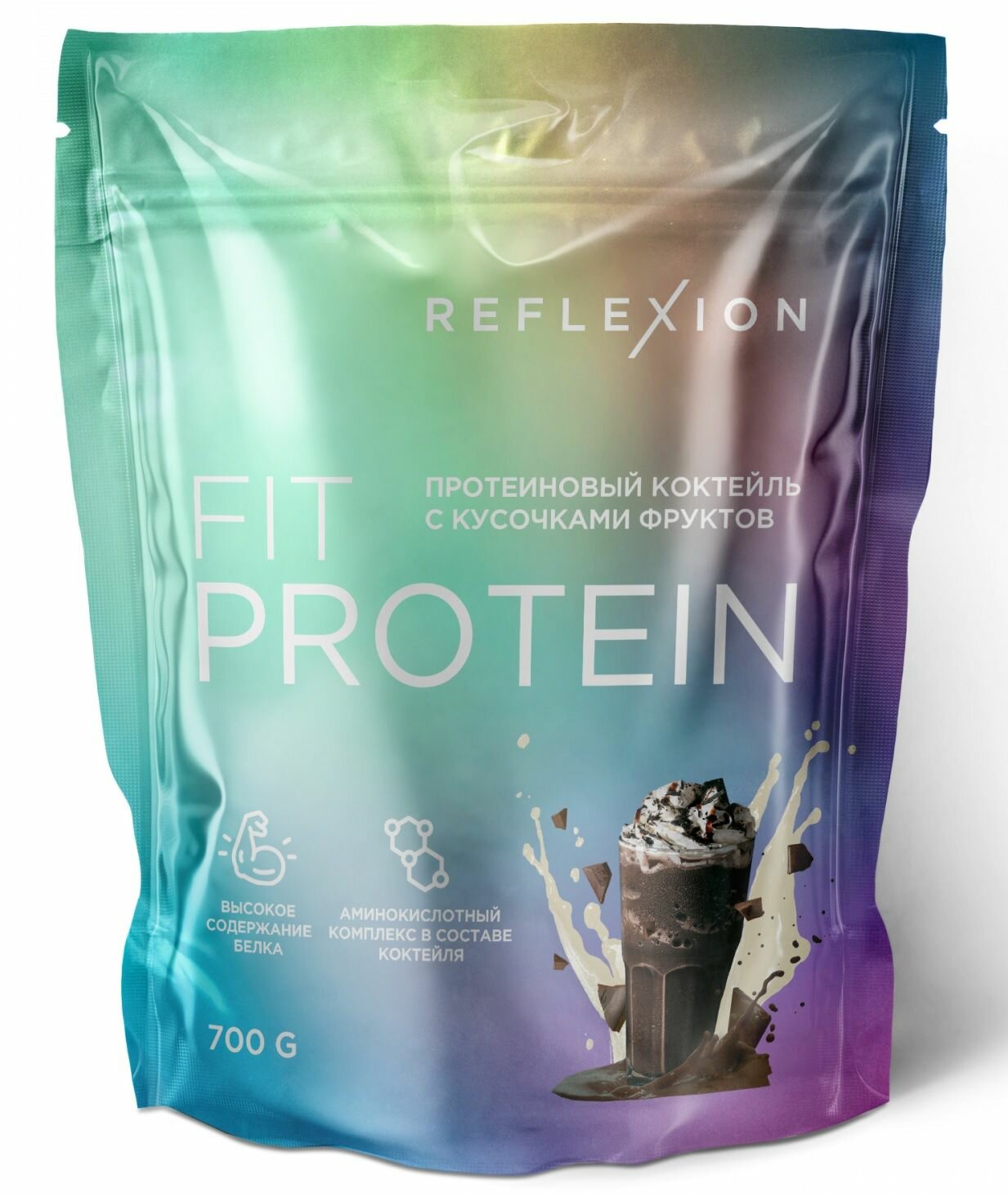 Протеин сывороточный 700 гр, белок 22 гр вкус шоколад (23 порции) Reflexion Fit Protein белковый коктейль, протеин для набора мышечной массы