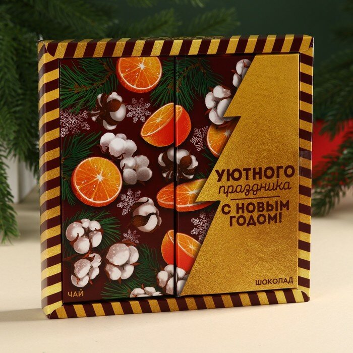 Подарочный набор «Верь в мечту, и она сбудется»: чай чёрный со вкусом пряный апельсин 50 г, молочный шоколад 70 г.