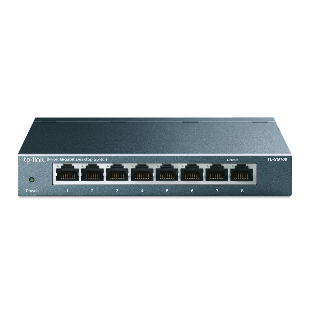 Коммутатор TP-LINK, 8 портов Switch Ethernet 10/100/1000M, черный ( TL-SG108)