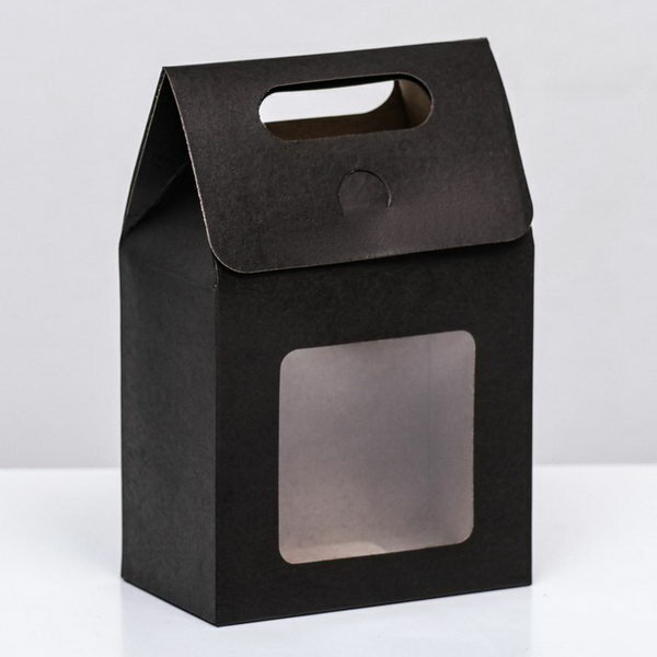 Коробка-пакет с окном, черный, 15 x 10 x 6 см, 5 шт.