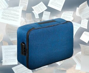 Органайзер для хранения документов с кодовым замком А4 \ дорожный папка сумка в поездку контейнер для вещей файлы кофр, цвет синий
