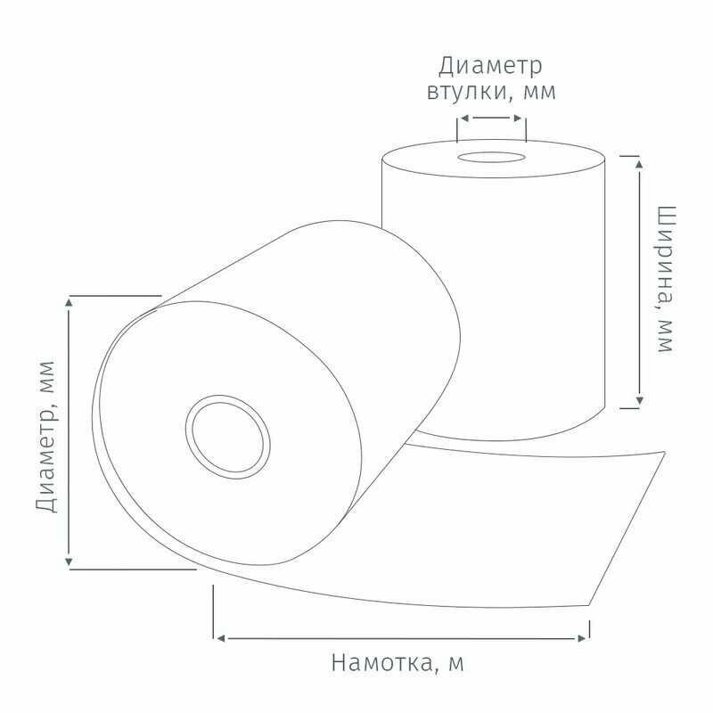 Лента чековая 57Х25 12mm термобумага 25м 57мм (25) Noname - фото №2