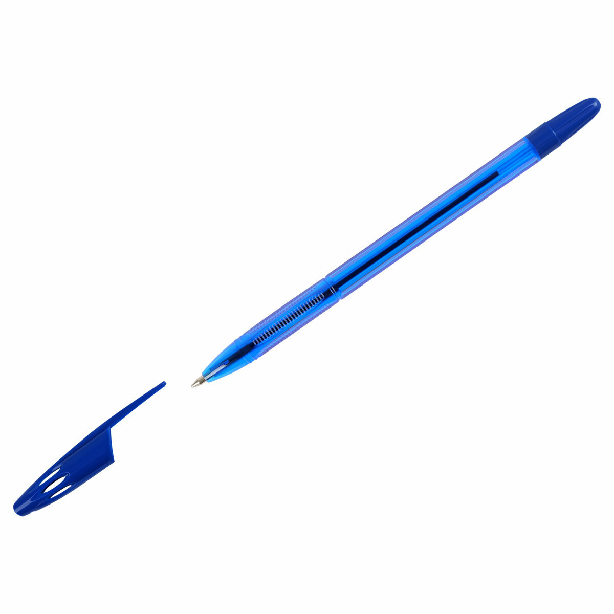 Комплект 50 шт, Ручка шариковая СТАММ "555" синяя, 0.7мм, тонированный корпус