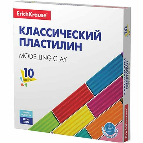 Пластилин ErichKrause Basic 10 цветов, 160г (коробка), 50640