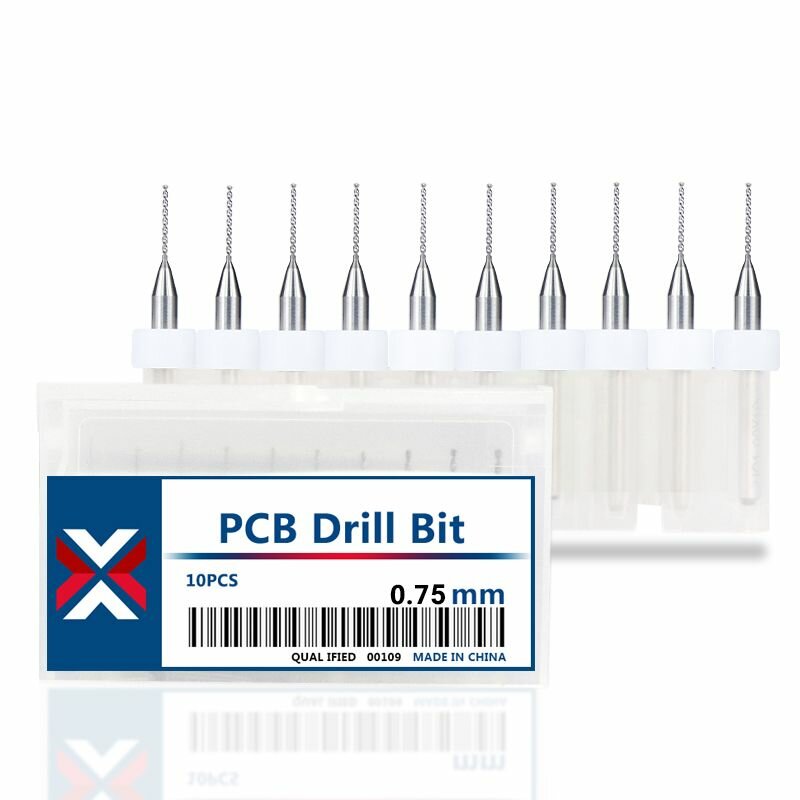 Набор сверл спиральных XCAN для печатных плат 0,75 мм, 10 шт.