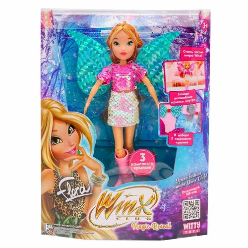 Кукла Magic reveal Winx Club Флора 24 см IW01302202 сверкающие модели фея мелинда