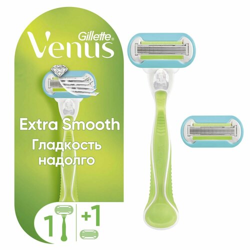 Gillette Venus Extra Smooth женский бритвенный станок, 2 кассеты, 5 лезвий, повторяющие изгибы тела, гладкость надолго