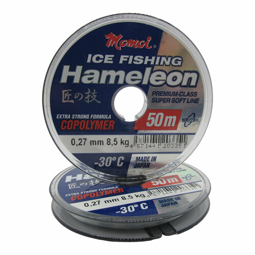 Леска Momoi Hameleon ICE Fishing 0,27мм 50м серебристая ice fishing jig primary color ice fishing hook 2 6mm hooks fishing tungsten 3mm 5mm hook tungsten 6mm tungsten ice fishing hook