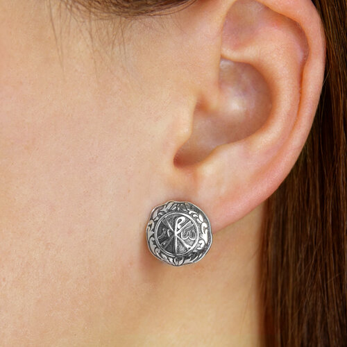 Серьги конго VitaCredo, серебро, 925 проба, чернение, длина 1.8 см