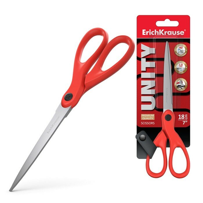 фото Ножницы Erich Krause "Unity", 180 мм, черные (50014)