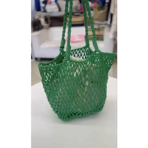 Сумка торба , фактура вязаная, плетеная, зеленый сумка торба фактура вязаная серый