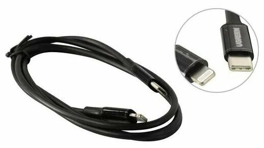 Кабель интерфейсный UGREEN USB-C to Lightning M/M nickel plating ABS shell, 1 м, черный - фото №10