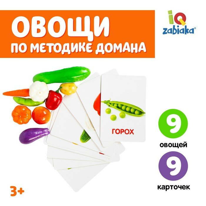Обучающий набор ZABIAKA по методике Г. Домана "Овощи": 9 карточек, 9 овощей (4096684)