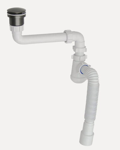 Изображение товара Сифон сливной для раковины, экономящий место, и универсальный донный клапан графит КН075