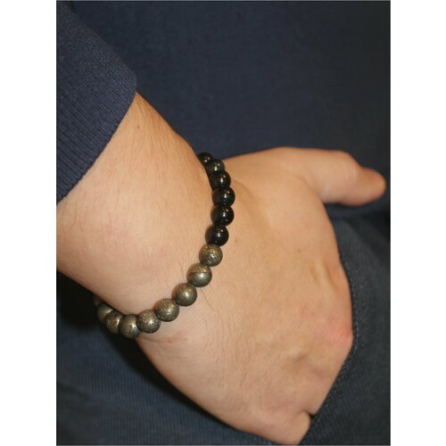 фото Браслет, обсидиан, пирит тоттем