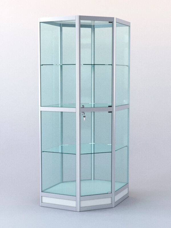 Витрина "угловая" №8 (закрытая, задняя стенка - стекло) метровая, Белый 100 x 60 x 200 см