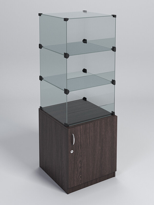 фото Прилавок "КУБ" №2-КО (без стеклянных дверок, передняя стенка - стекло), Дуб Венге 45 x 47 x 131.4 см (ДхШхВ)