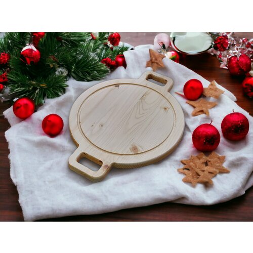 Тарелка для пиццы / Разделочная доска круглая из хвои (36х27 см)