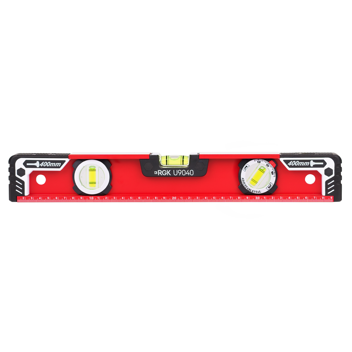 фото Уровень алюминиевый литой RGK U9040, две ударные вкладки