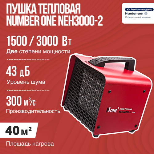 Пушка электрическая NUMBER ONE NEH3000-2 3кВт, 40м2 пушка электрическая number one neh3000 1 3квт 40м2 круг