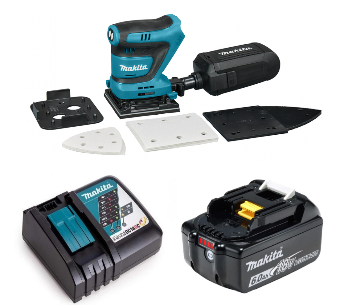 Аккумуляторная вибрационная шлифовальная машина Makita DBO480RG1 (18V, 1 x 6.0Ah, Li-Ion)