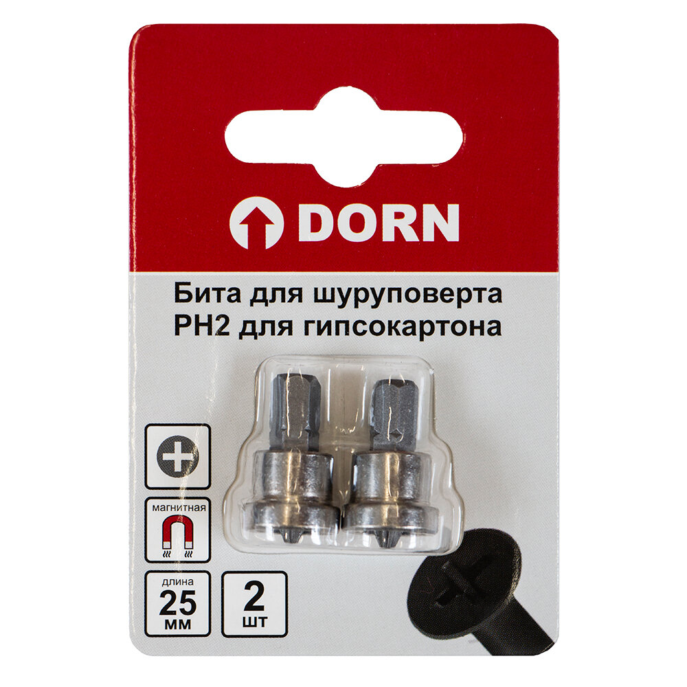 Биты DORN PH2 25 мм для гипсокартона 2 шт