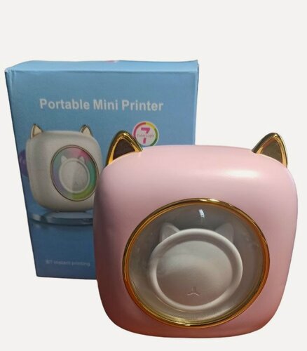 Изображение товара Мини-принтер "Mini Printer", розовый, портативный, термопечать, Bluetooth, аккумулятор