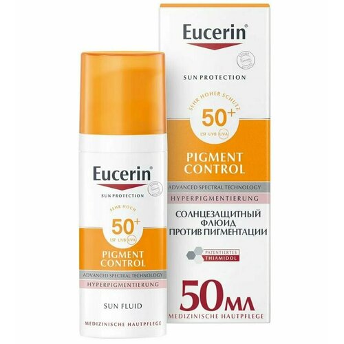 Eucerin Sensitive Protect Солнцезащитный флюид против пигментации SPF 50+, 50 мл флюид против пигментации spf 50 eucerin sun protection 50 мл