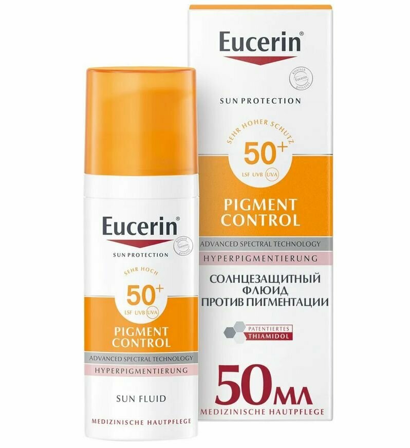 Eucerin Sensitive Protect Солнцезащитный флюид против пигментации SPF 50+, 50 мл