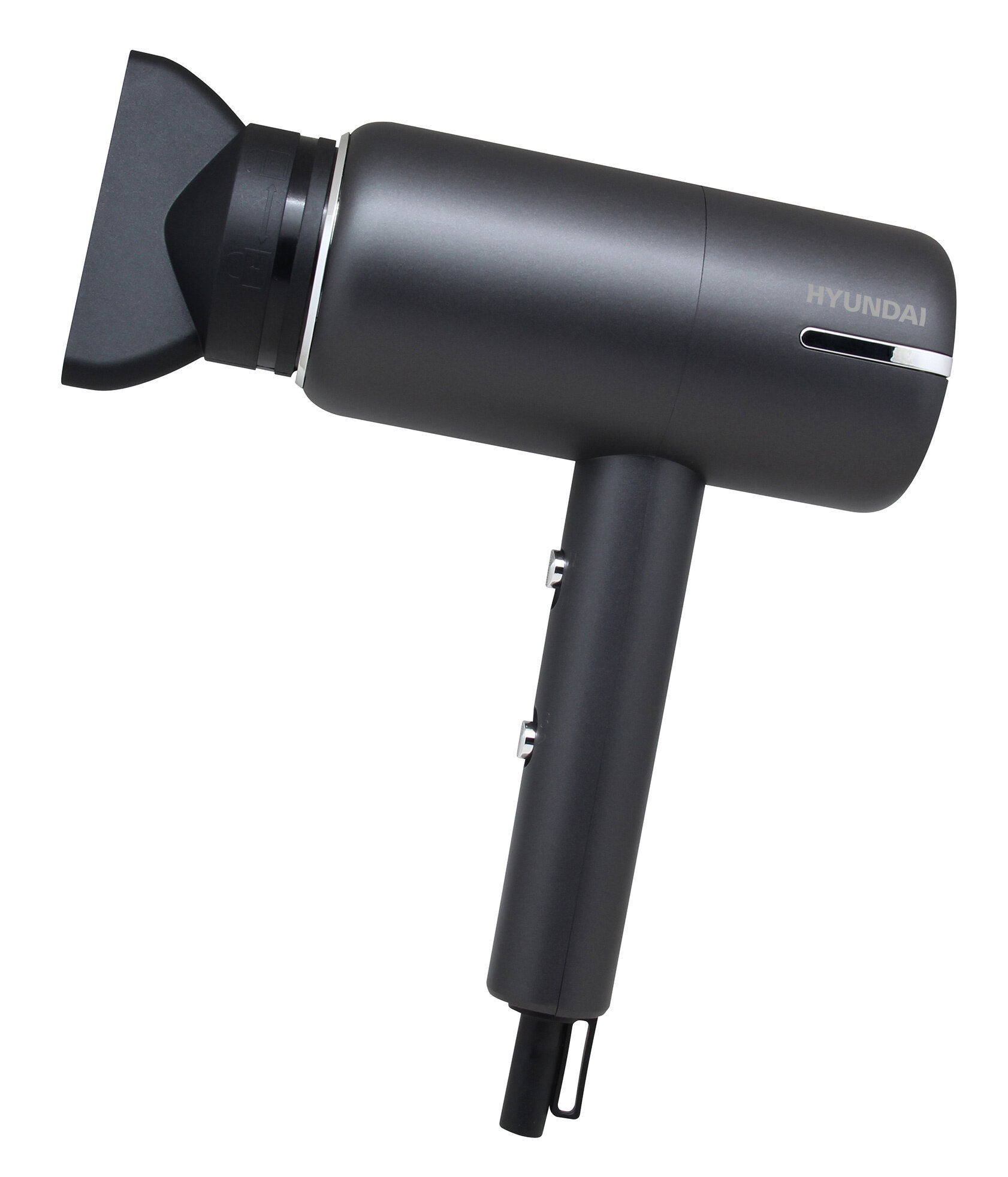 Фен Hyundai H-HDI0777, дорожный, 1500Вт, черный и хром