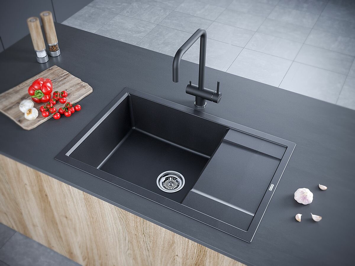 Мойка кварцевая VERLASS, PM317850-BL, черный, 780х500 мм, Paulmark - фото №3