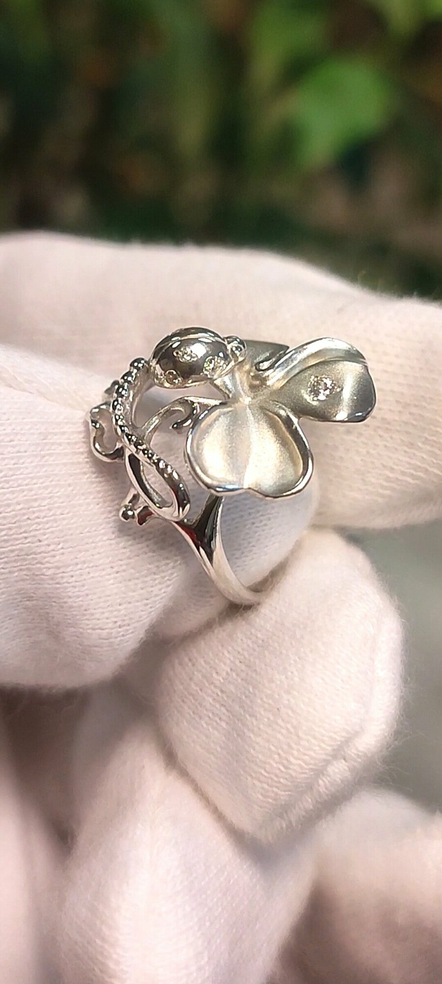 Перстень Альдзена Клевер К-15040, серебро, 925 проба, родирование, фианит