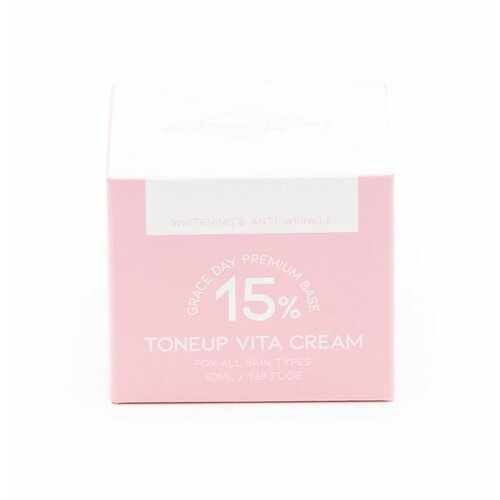 Grace Day / Грейс Дей PREMIUM BASE 15% TONEUP VITA CREAM Крем для лица с эффектом отбеливания с гиалуроновой кислотой 50мл / уход за кожей grace day грейс дей premium base 15% toneup vita cream крем для лица с эффектом отбеливания с гиалуроновой кислотой 50мл уход за кожей