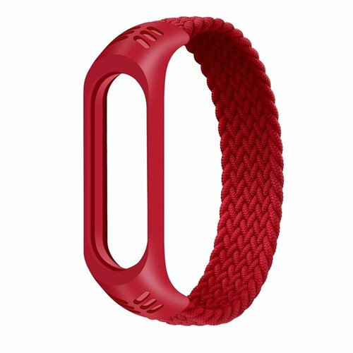 Ремешок для Mi Band 5/Mi Band 6 / Red Line / плетеный / нейлоновый / эластичный / красный ремешок для mi band 3 mi band 4 red line красный