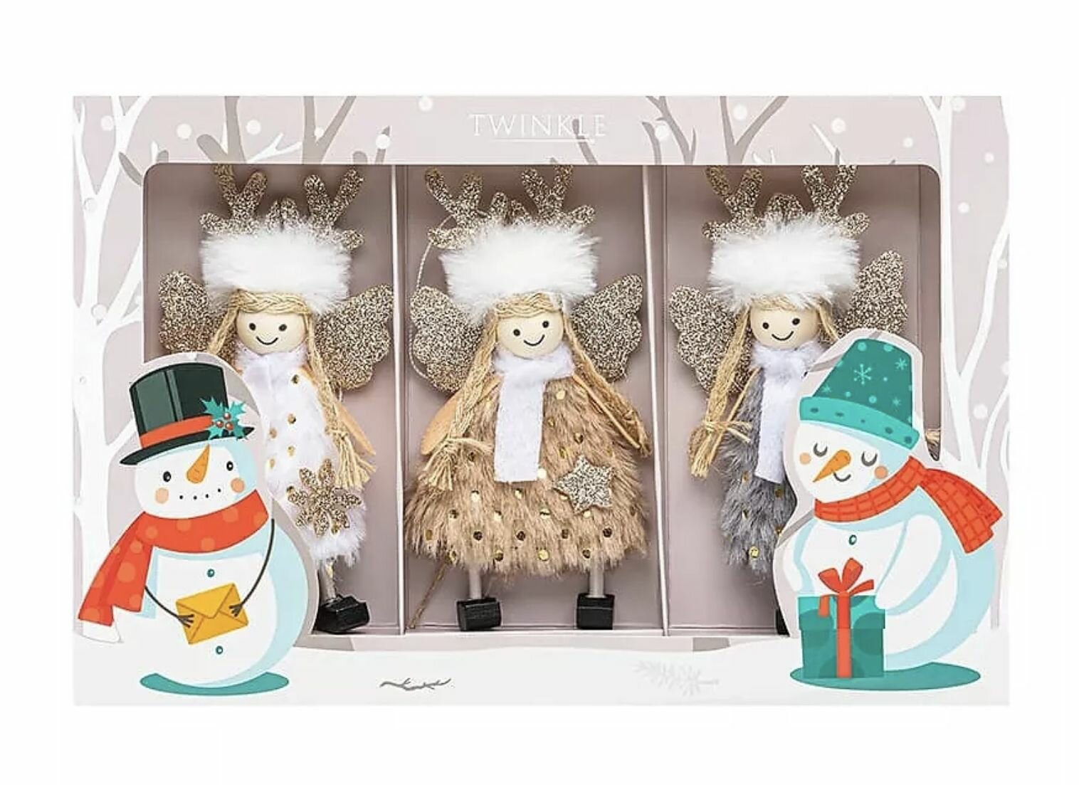 TWINKLE Подарочный набор CHRISTMAS TREE Ангел ёлочные игрушки 3шт