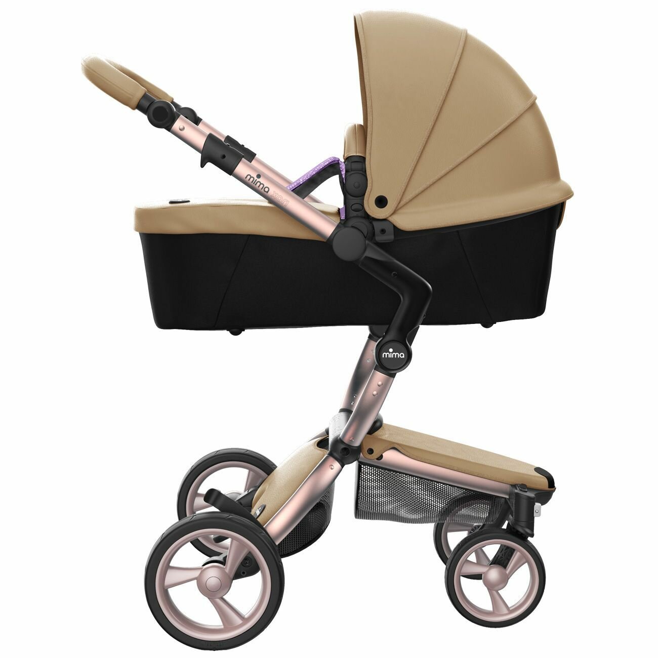 Детская коляска трансформер Mima Xari 2в1 Latte/Lavender на шасси Rose Gold