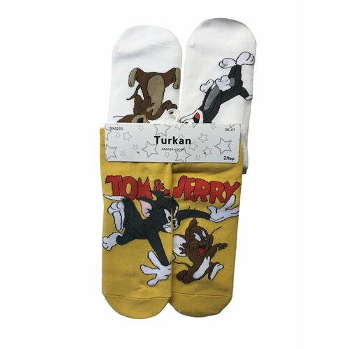 фото Носки turkan, 2 пары, размер 36-41, желтый, белый