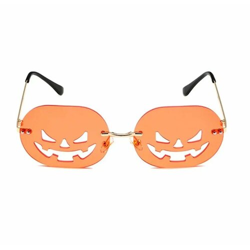 Солнцезащитные очки  Очки солнцезащитные Тыква (ширина 14,4см, линза 6,5х5,2см) / Карнавальные очки с оранжевыми линзами / Очки Хэллоуин, оранжевый