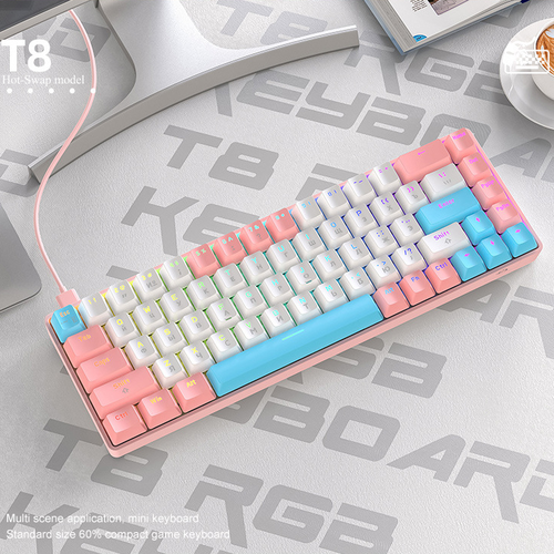 Клавиатура механическая русская Wolf T8 Hot-Swap игровая с RGB подсветкой проводная для компьютера ноутбука Gaminggame keyboard usb светящаяся 6590₽