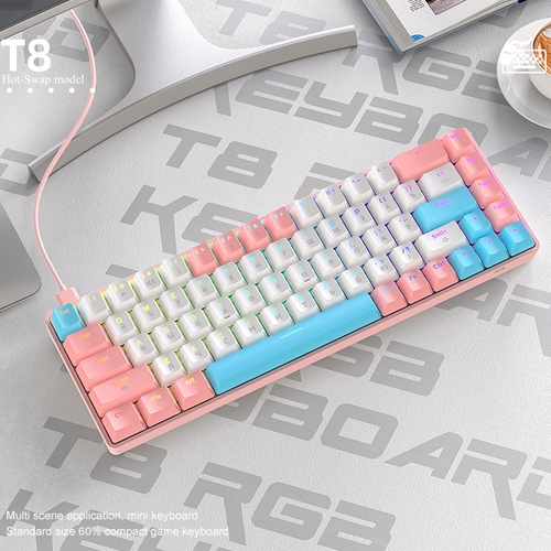 Клавиатура механическая русская Wolf T8 Hot-Swap игровая с RGB подсветкой проводная для компьютера ноутбука Gaming/game keyboard, usb светящаяся